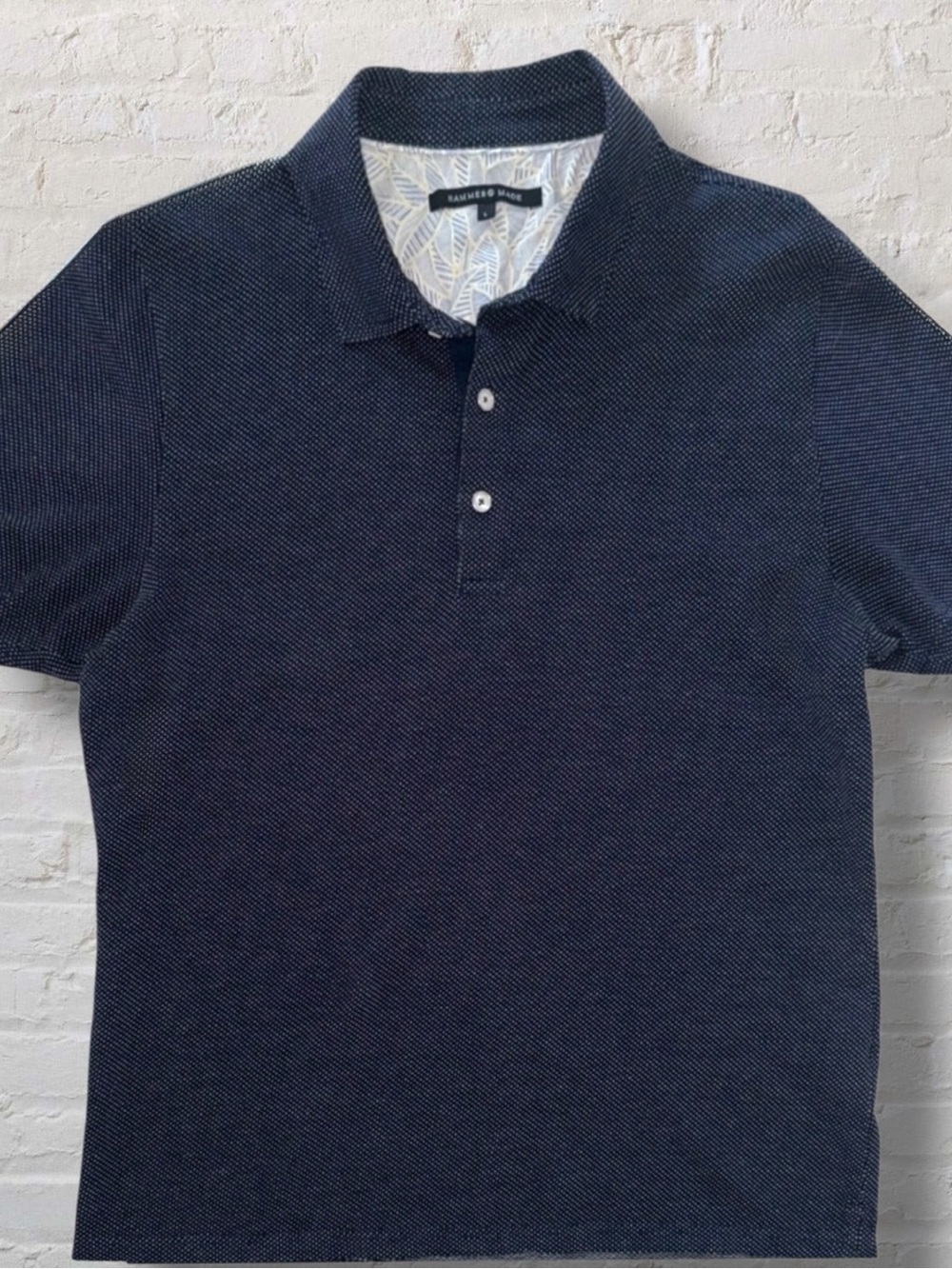 Hammer Made Navy Blue Polo Shirt Men’s Large | Micro Dot Print | Made in Turkey